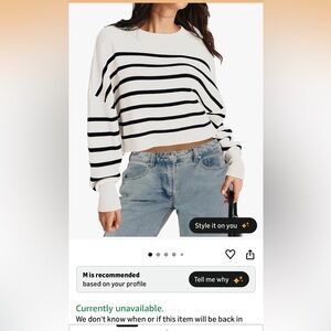 Elegant Black and White Striped Women's Sweater